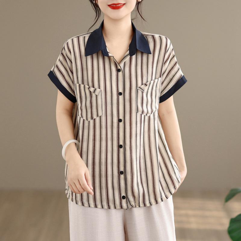 2026 Korean Plus Size Artistic Retro Print Two-Piece Cotton Linen Summer Set for Women L
