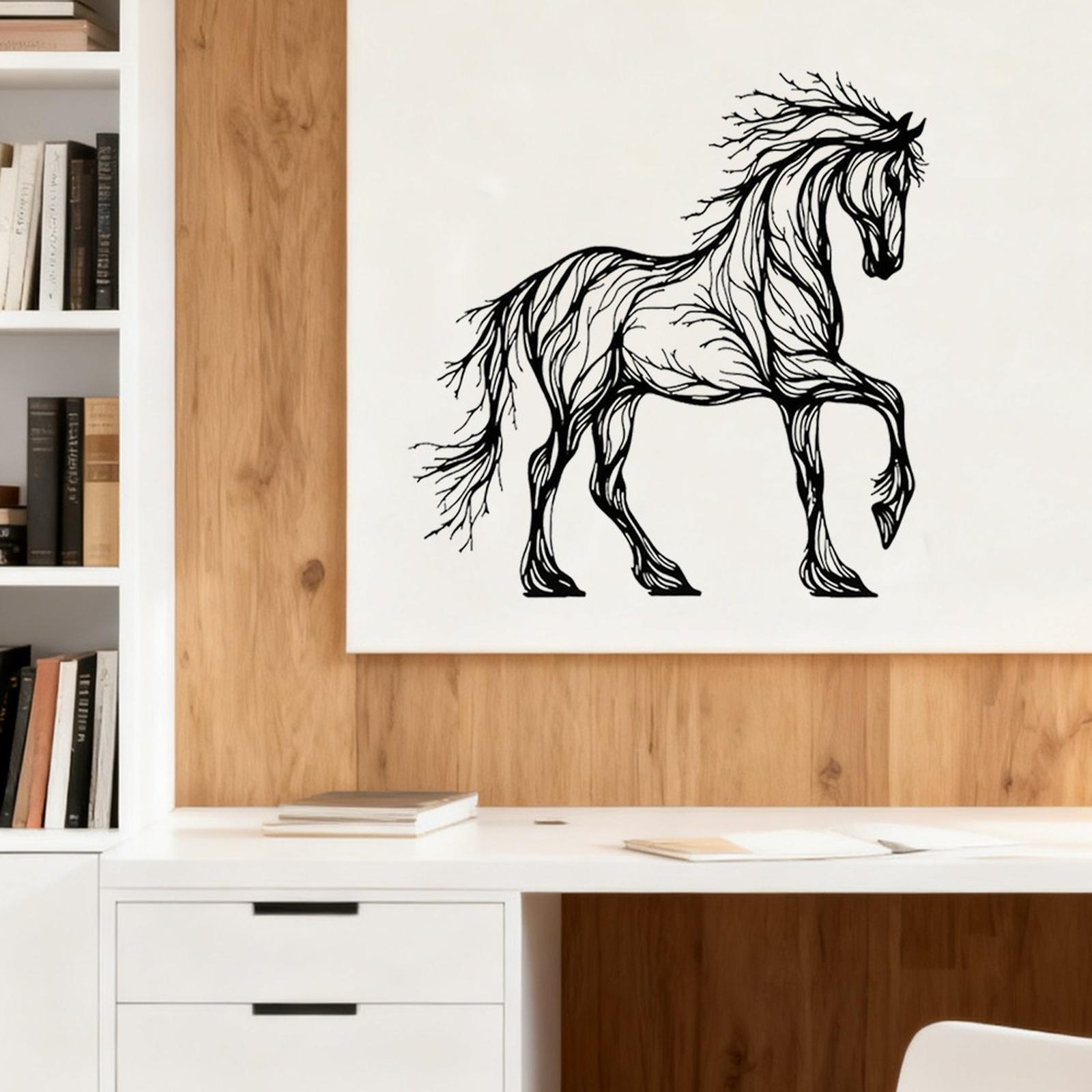 

Decorative Metal Wall Art Horse Sculpture Abstract Tree Branch Design Modern Minimalist Iron Artwork for Living Room Office Wall Hanging one size чёрный