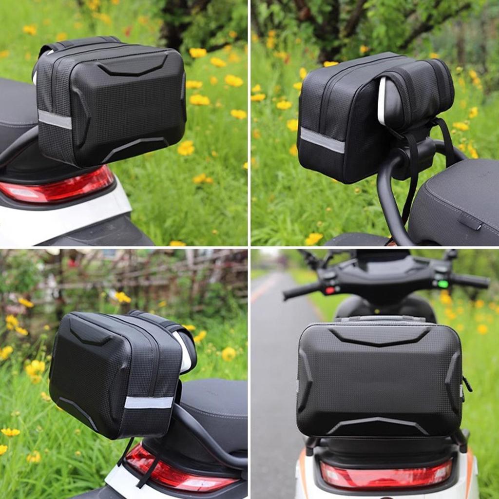 E-Bike Backrest Storage Bag Rear Ebike Backrest Bag With Rain Cover Safety Reflective Hard Shell Electric Vehicle Luggage