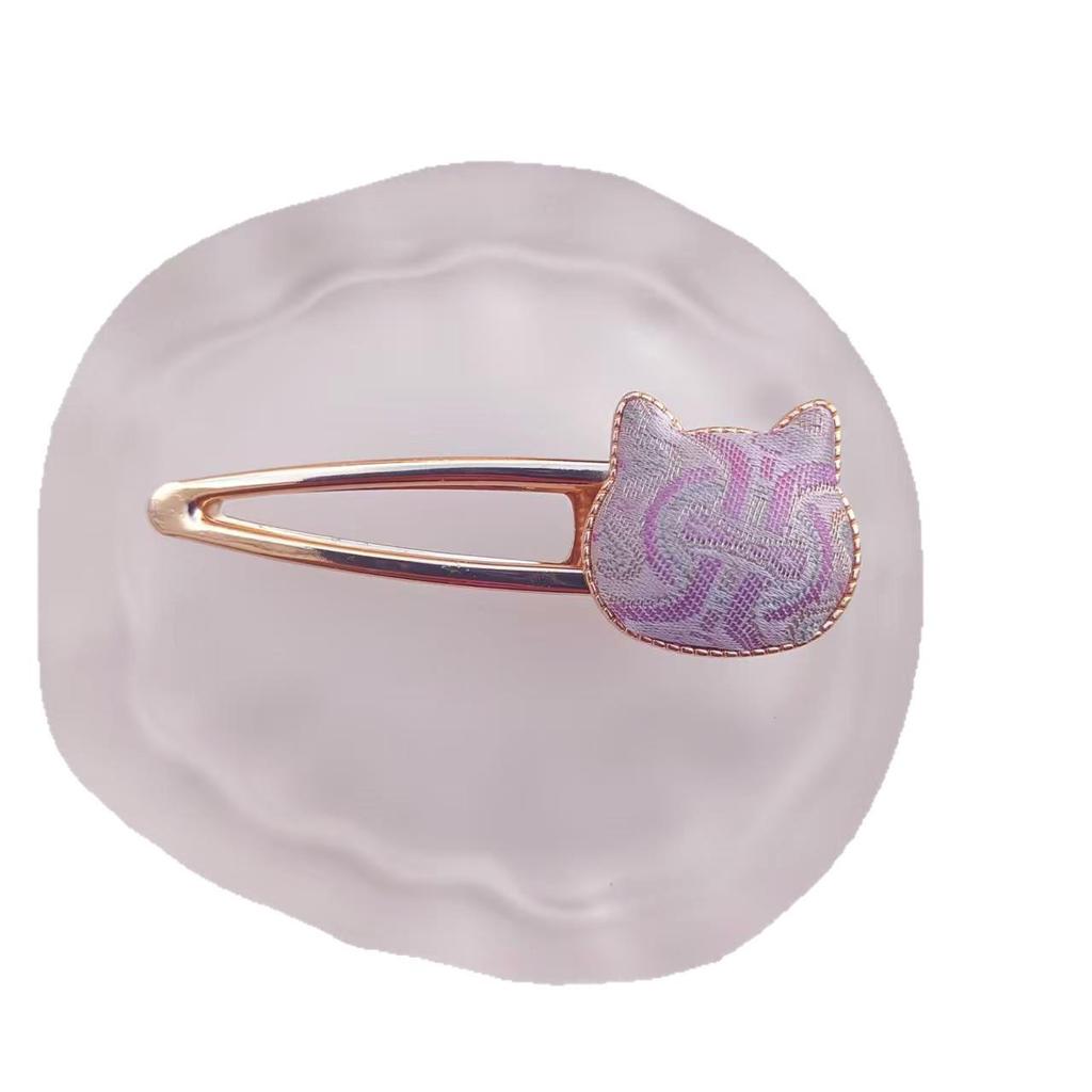 Handgefertigte chinesische bestickte Haarnadel - Brokat-Entenschnabel-Klammer