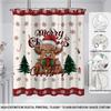 1pc Christmas Highland Cow Print Waterproof Shower Privacy Hanging Curtain with 12 Hooks, Multiple Sizes Machine Washable