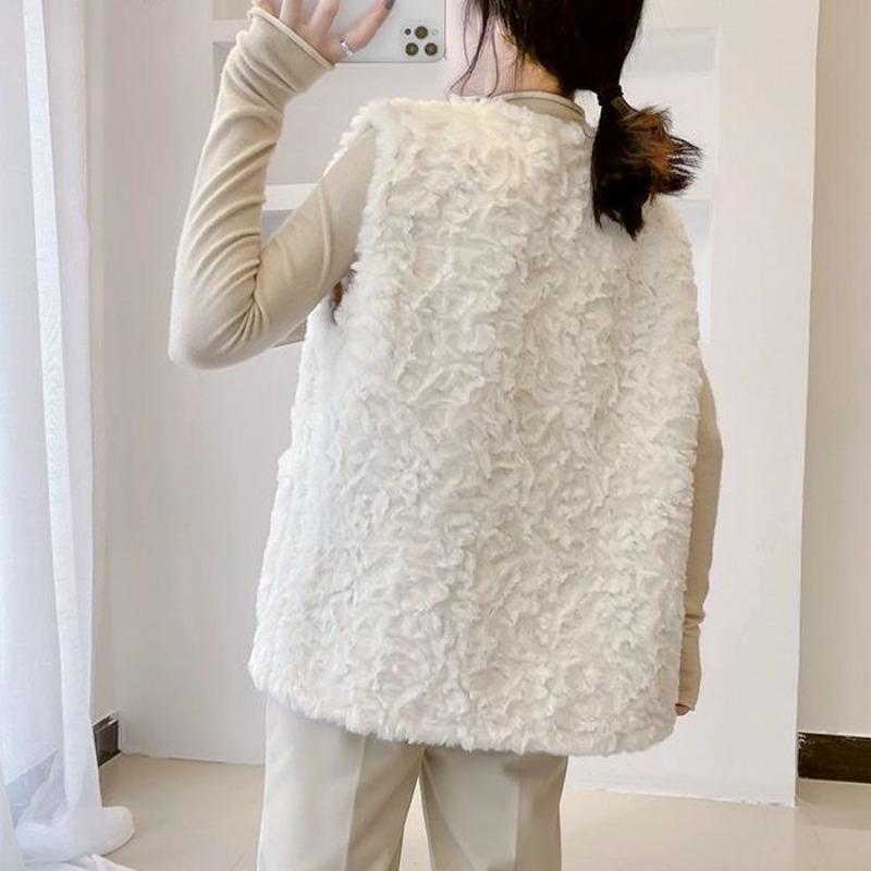 Imitation Lamb Wool Vest Women Autumn and Winter Thin Rabbit Fur Vest Fashion Fur Fur Vest Warm