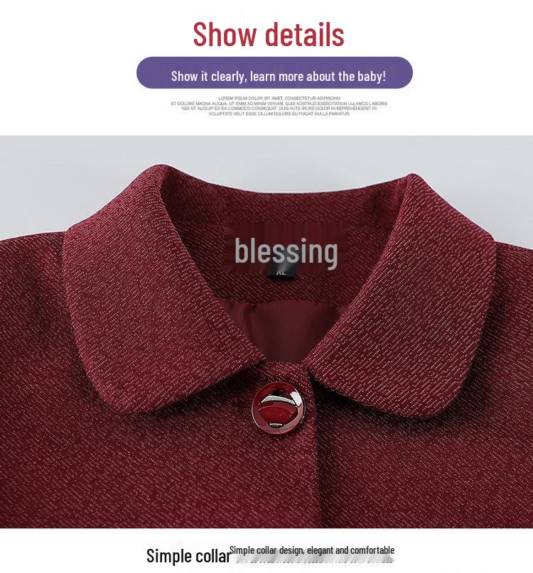 2026 Spring New Arrival Women's Plus Size Embroidered Mid-length Jacket for Middle-Aged & Elderly Moms