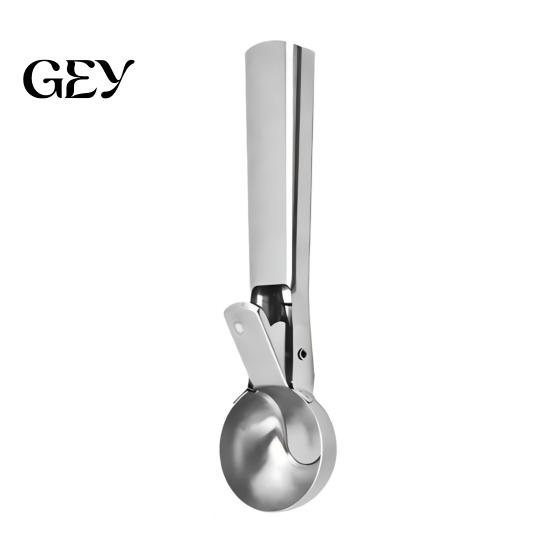 Scoop Tool Ice Cream Fruit Scoop, Stainless Steel Scooper with Trigger Non-Slip Handle, Heavy Duty Metal for Balls Rebound