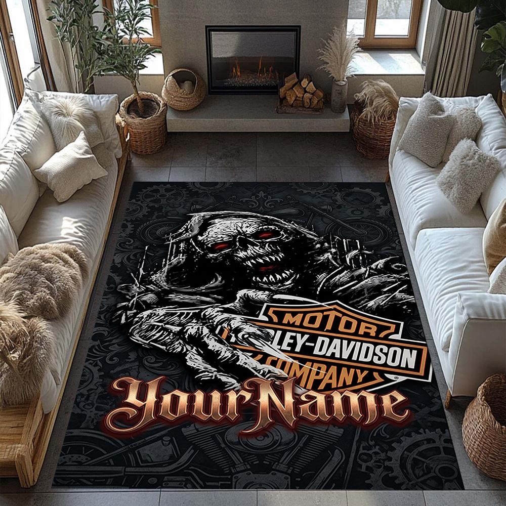 Harley-davidson Motorcycles Customized Name Area Rug Suitable for Living Rooms Bedrooms Balcony Playrooms Antislip Carpet Decorate Offices