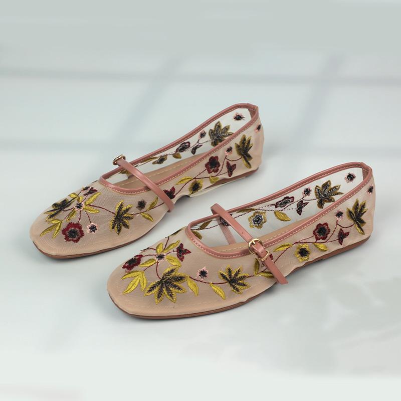 

Вишиті Квіткові Сітчасті Жіночі Туфлі Мері Джейн Зручні Легкі Дихаючі Літнє Взуття Жіночі Повсякденні Балетки 41 рожевий