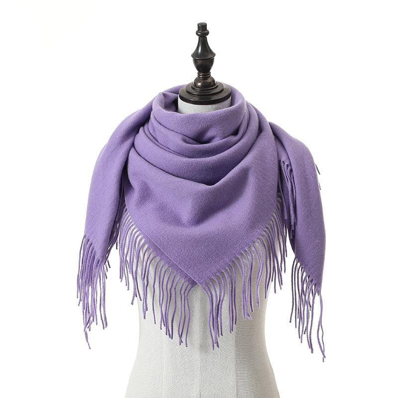 New Solid Color Wool Square Scarf Women's Imitation Cashmere Autumn and Winter Warm Scarf Cashmere Shawl