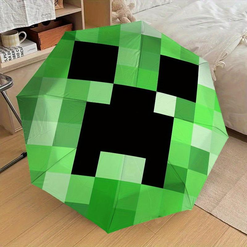 1pc My world pixel game, Creeper Themed High-quality Umbrella,Automatic Opening and Closing Umbrella,Multi-functional Umbrella G0811098