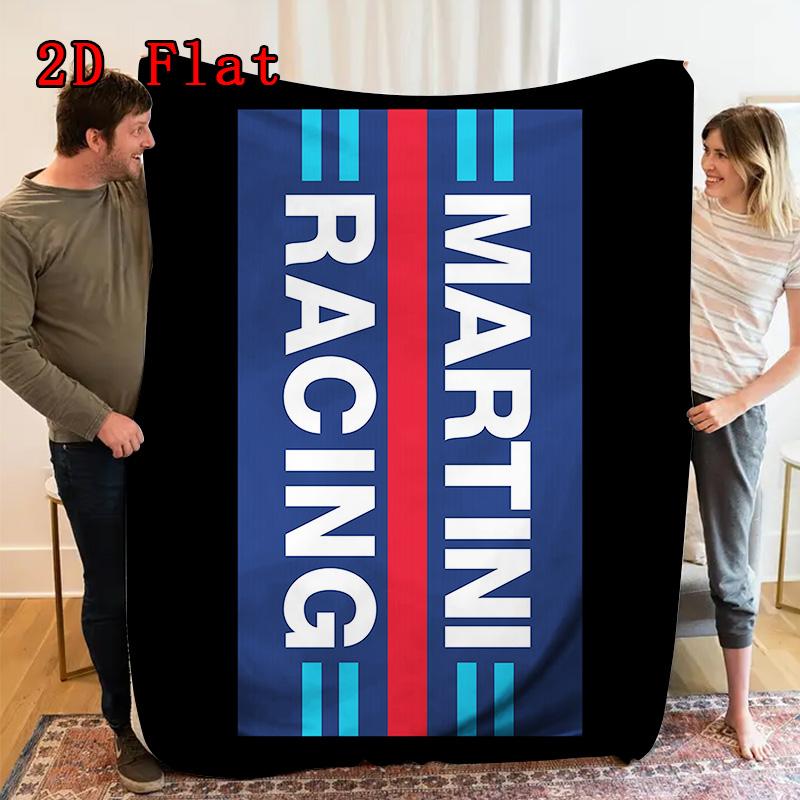 Navy Blue Martini Racing 2D Flat Pattern Flannel Blanket High Quality All Seasons Warmth and Comfort Perfect for Christmas Gifts.MMT0918262