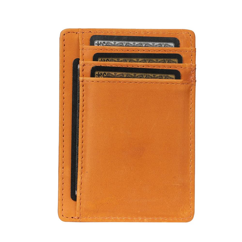Echtes Rindsleder Retro Schlanker Kartenhalter Ultra Dünn Minimalistisch Unisex Kleine Kartenbörse für Business Kreditkarten Bankkarten Ausweishalter