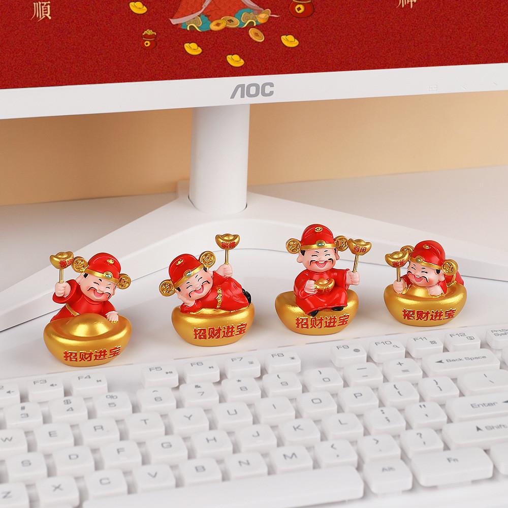 Lucky God Of Wealth Resin Figurine For Home Office Celebration Gift