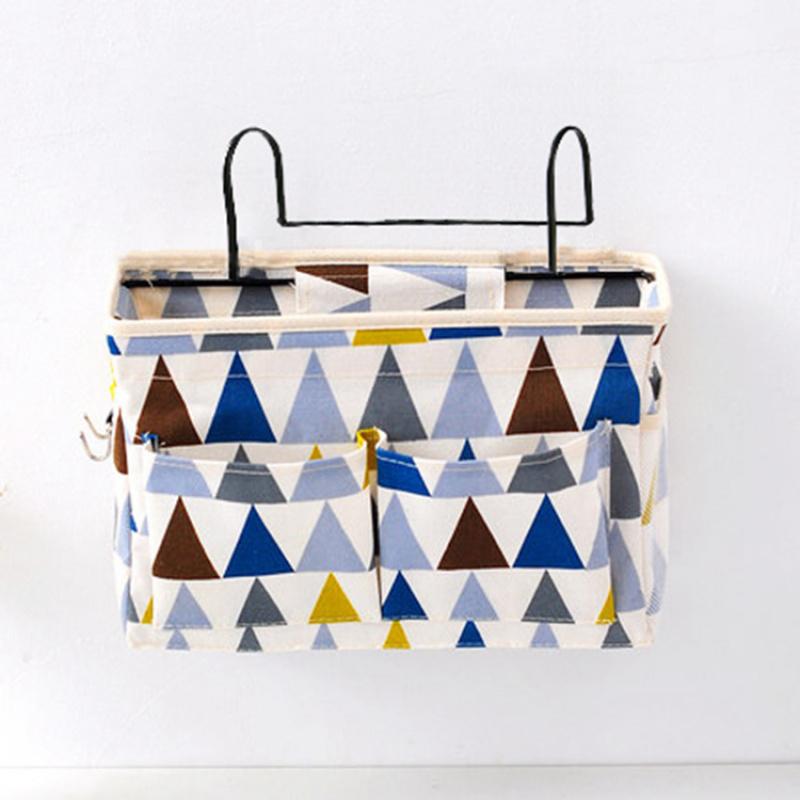 Dormitory Storage Bedside Hanging Basket Student Dormitory Storage Bag Cotton Linen Fabric Bedside Storage Hanging Bag