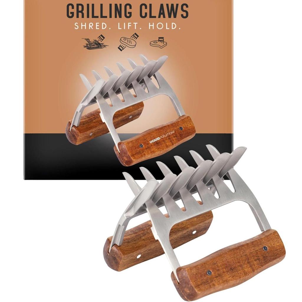 Premium 18/8 Stainless Steel Meat Shredder Claws with Wooden Handles: Effortlessly Shred, Pull, and Serve Pork, Turkey, Chicken, and Brisket!