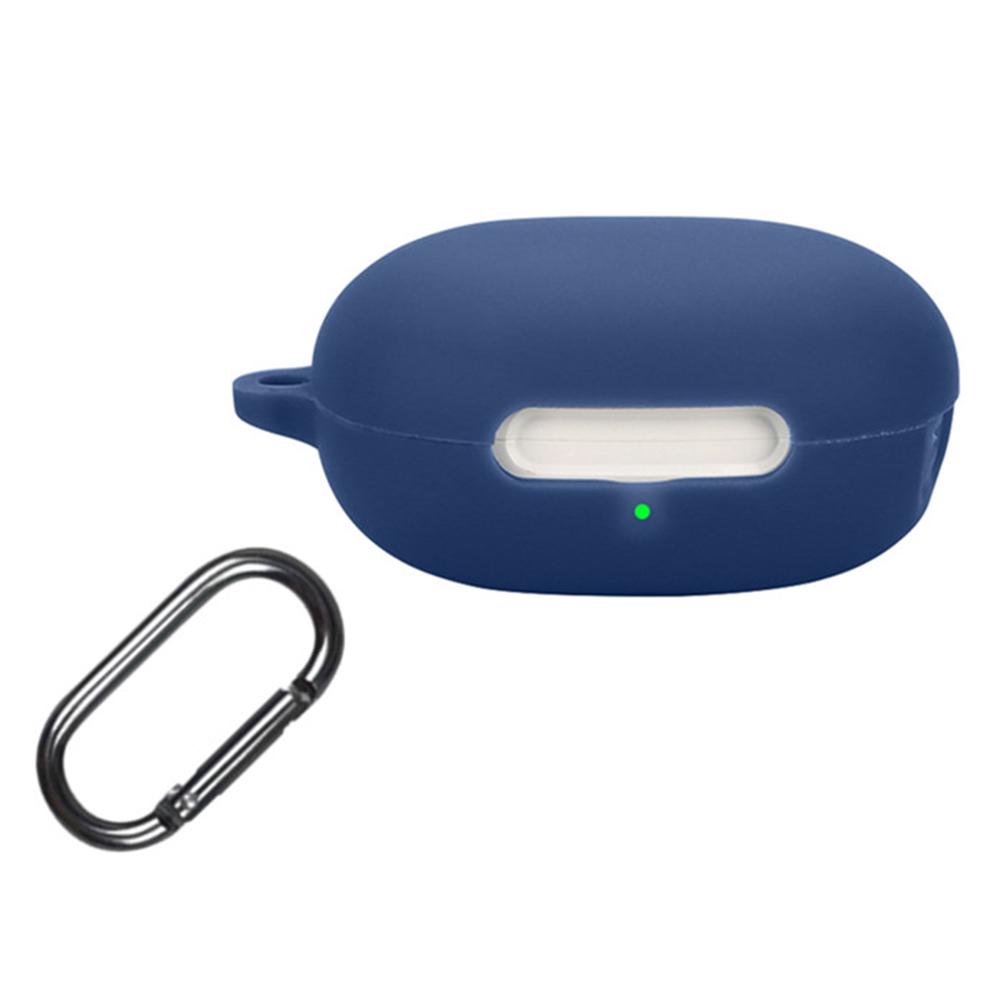 

For QCY AilyBuds E20 Silicone Case Wireless Earphones Protective Cover with Anti-Lost Buckle Dark Blue