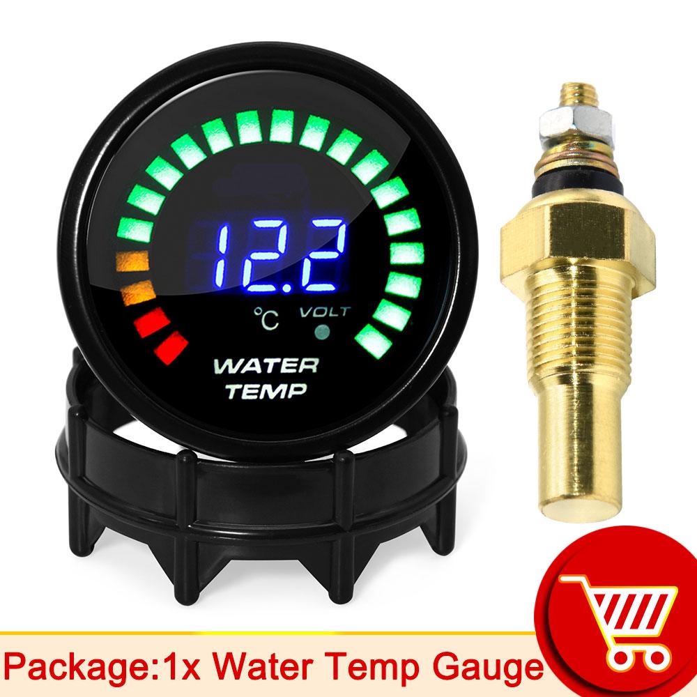 

AD 20~150 Celsius 52mm 20 LED Smoke Face Water Temp Gauge Water Temperature Meter with Coolant Temp Sensor 10mm Car Meter Gauge