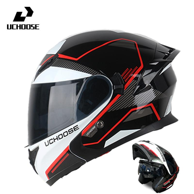 Uchoose DOT Modular Helmet Full Face Helmets Crash Motorbike Protective Gear Unisex Flip Up Helmet Motorcycle Double Sun Visor