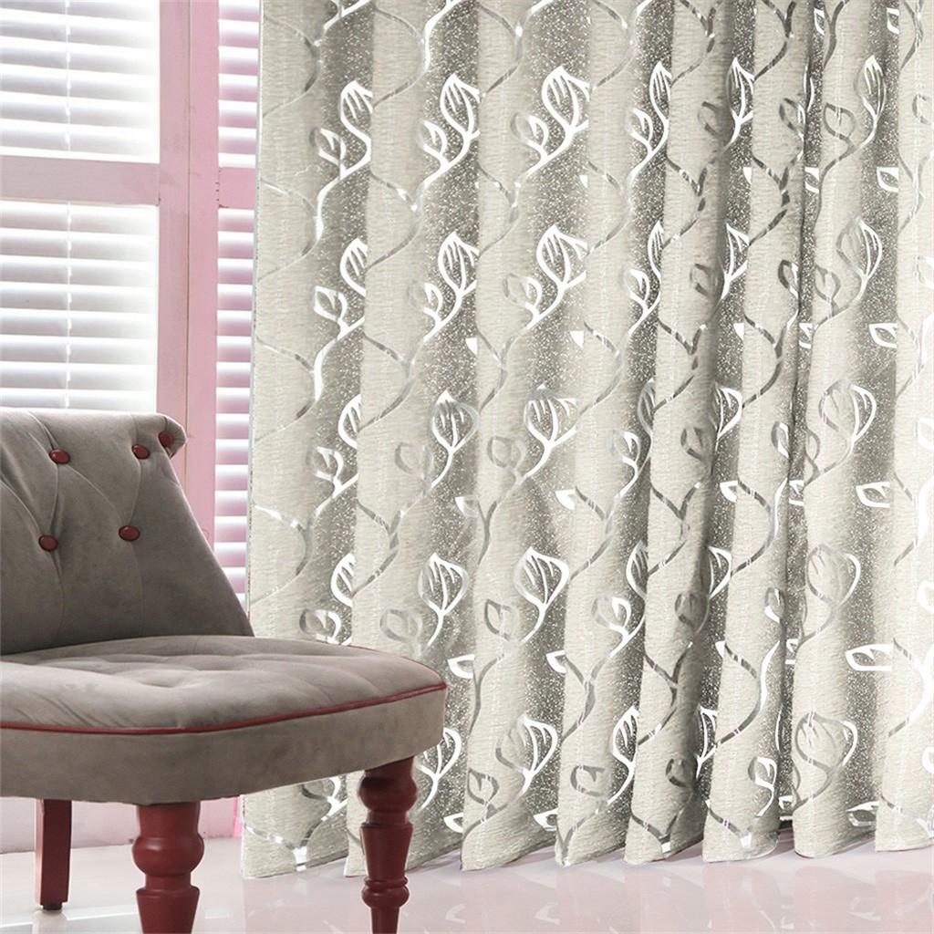 1 PCS Jacquard Leaf Designer Polyester Fiber Window Screen Floor Window Screen Curtain For Kitchen Bedroom Home Decoration