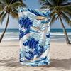Towel Textile Bathrobe Beach Quick-Drying Lightweight Portable Great Camping Swim Pool Hokusai Wave Travel