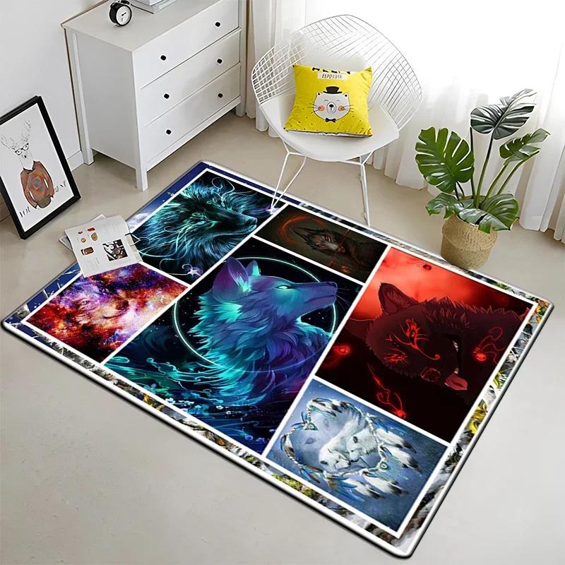 Wolf and Moon Pattern Carpet for Living Room Bedroom Home Decor Non-Slip Sofa Coffee Table Large Area Rug Soft Yoga Floor Mat