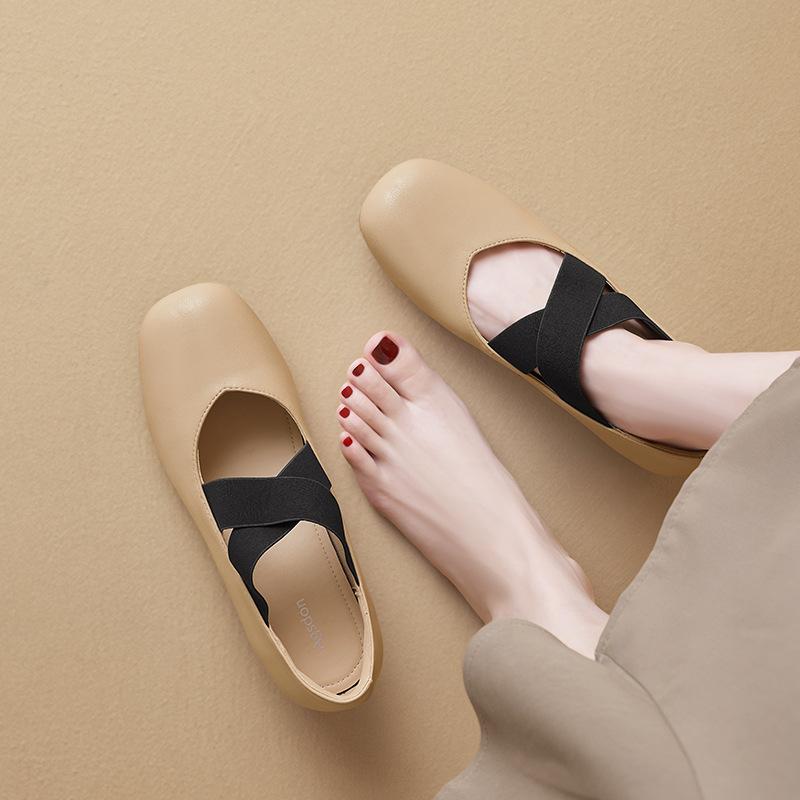 Augustine Ballet Single Shoes Women's 2025 New Summer Mary Jane Wear Flat Sandals Late Evening Wind Small Leather Shoes
