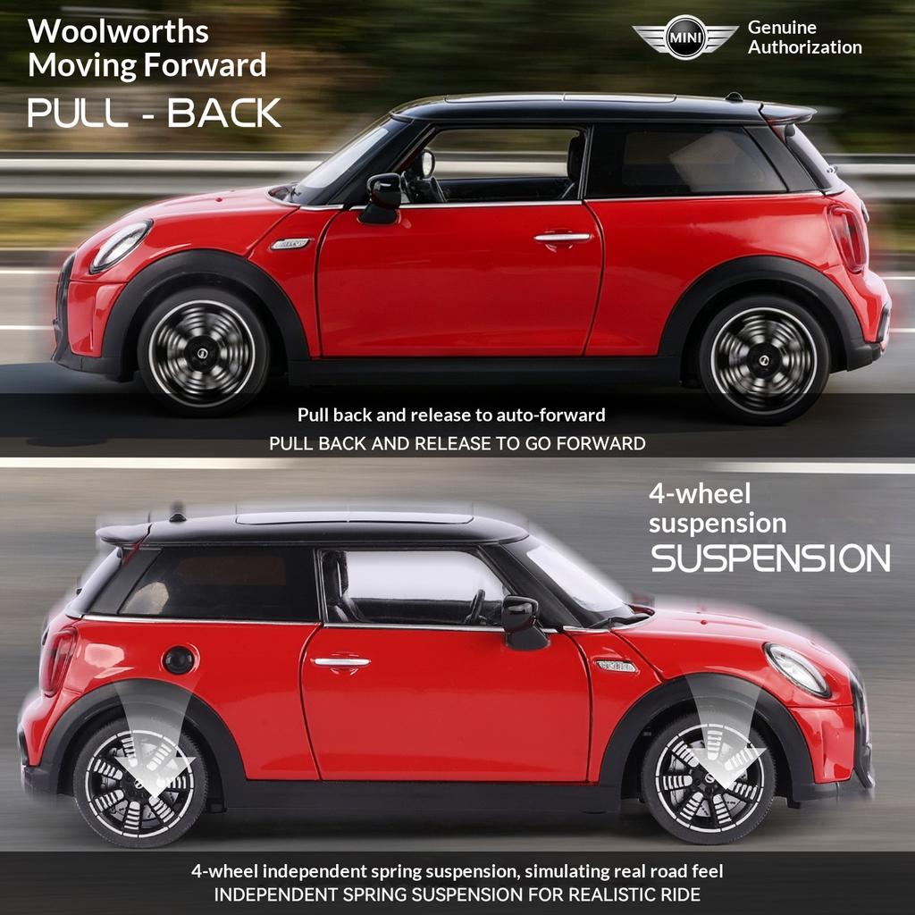Metal die-cast 1/24 scale MINI COOPER car model simulated tire pulling back and moving forward Halloween gift