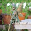 1 Piece of Imitation Copper Colored Sitting Wing Flower Fairy, Creative Gardening Ornament, Home Decoration Resin Handicraft