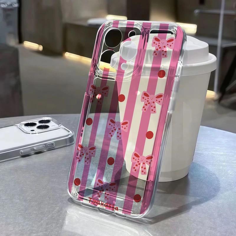 Luxury Soft Clear Wave Point Bow Phone Case For IPhone 17 Air 16 15 Pro Max 11 13 14 Pro Max Plus 12 Mini 16E Shockproof Cover