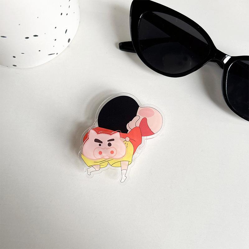 Crayon Shin Chan Anime Figures Cartoon Mobile Phone Cushion Bracket Interest Back Stick Telescopic Bracket Desktop Ornament Gift