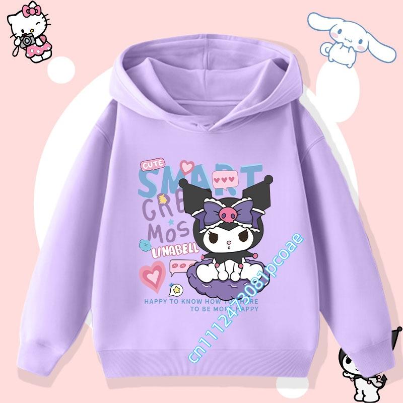 2026 New Kurumi Children's Hooded Sweatshirt Boys' Sport Shirt Girls' Casual Top Sanrio Cartoon Print Fall/Winter Pullover Shirt