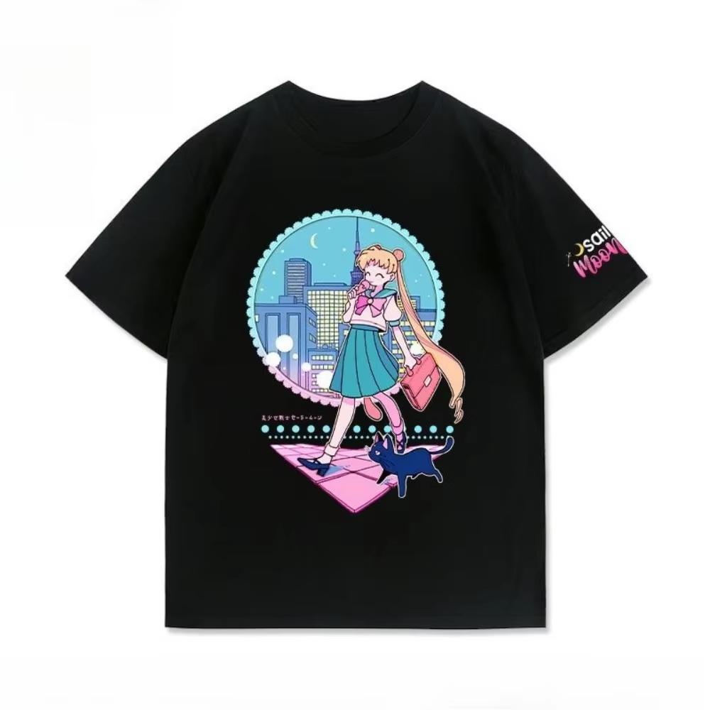Streetwear Sailor Moon Anime Graphic T Shirts Mens Clothing Y2k Loose Casual Womens Short Sleeved Tee Tops Summer 2025 Unisex