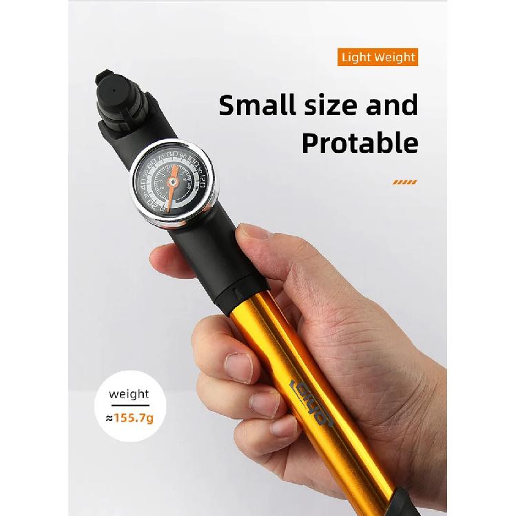 Giyo 120psi Bicycle Pump Portable Mini Bike Hand Pump Hidden Hose Design Twin Head Tire Inflator with Gauge Bicycle Accessories