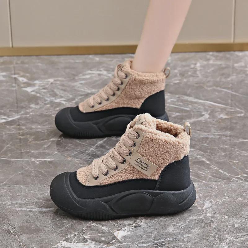 

Женские зимние высокие хлопковые ботинки для снега 2024 года — мягкие, с толстой подошвой, нескользящие, спортивная обувь для отдыха 36 хаки