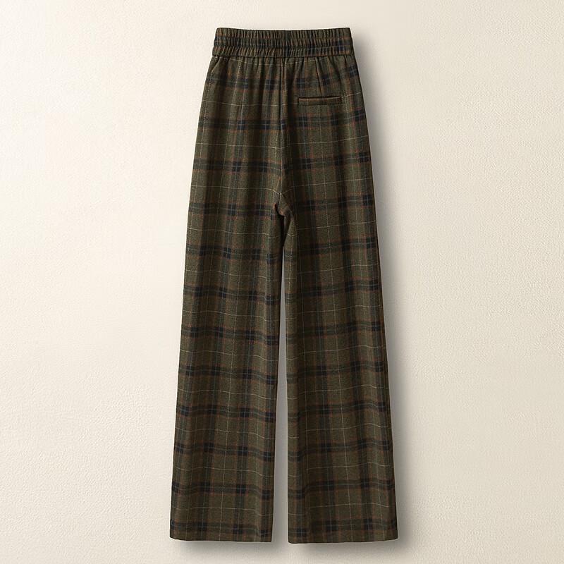 Sibaishe Damen Retro-Karohose mit elastischem Bund und weitem Bein