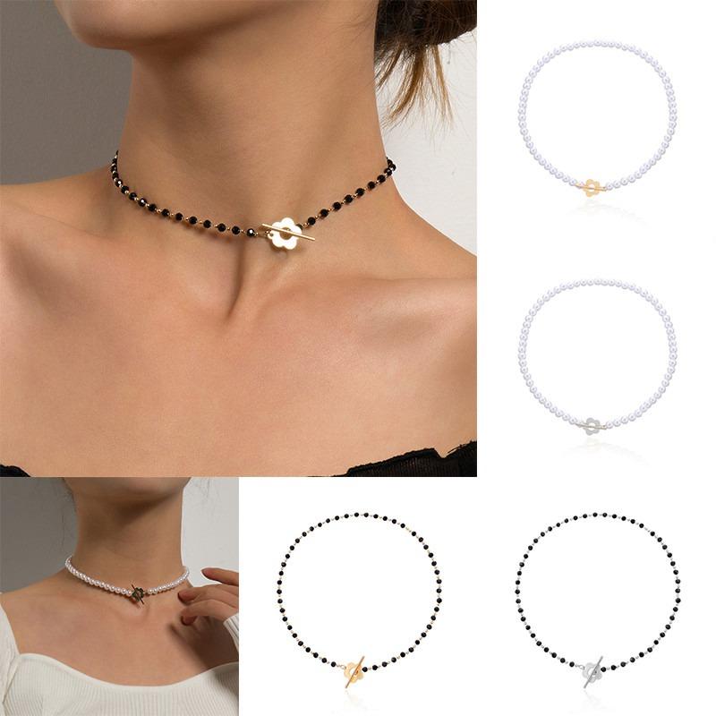 Chic Women Elegant Flower Beads Choker Collar Pendant Necklace Jewelry Chain Chic Women Elegant Flower Beads Choker Collar Pendant Necklace Jewelry Chain