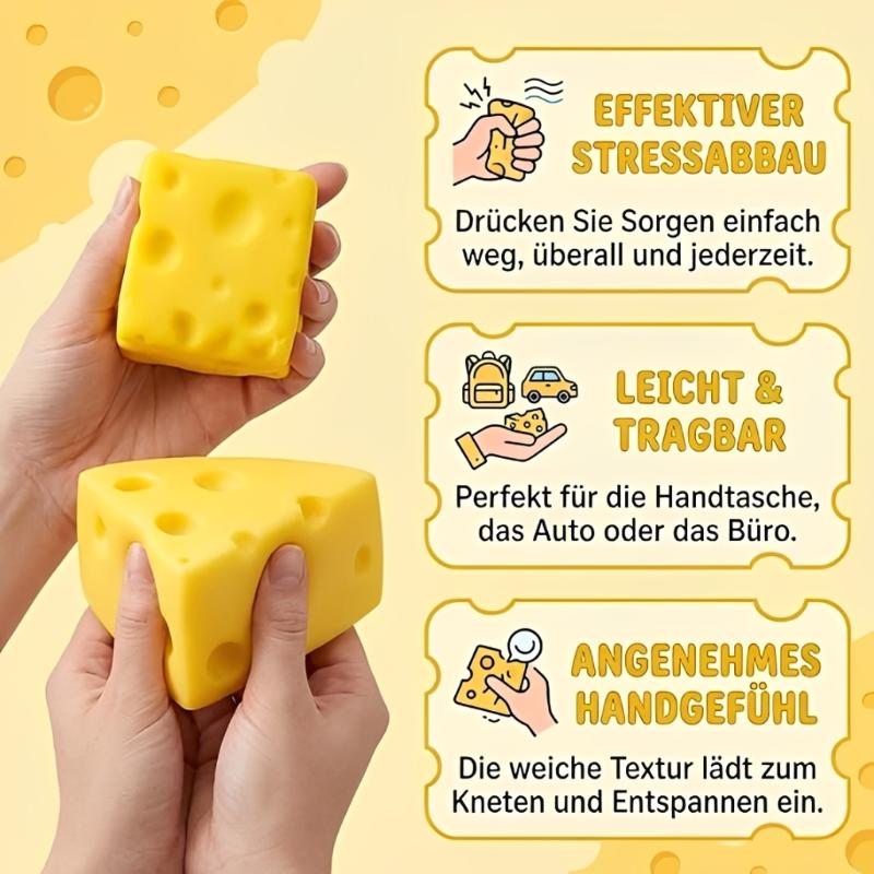 Square Cheese Slow Rising Fidget Toy Soft TPR Squeeze  for Kids Boys Girls Birthday Surprise Gift