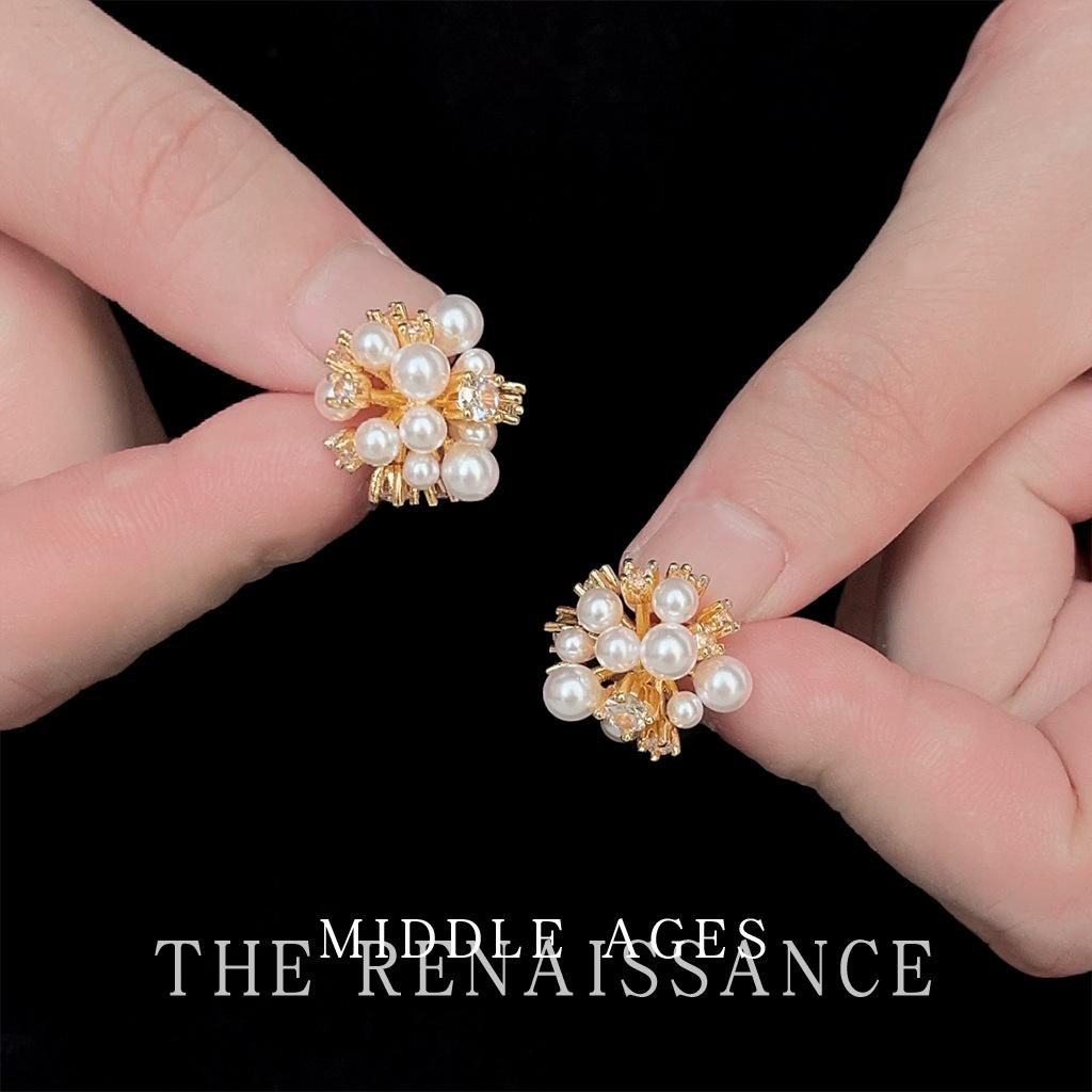 Средневековые французские ретро жемчужные серьги-гвоздики фейерверк темпераментные элегантные серьги легкая роскошь серьги в придворном стиле