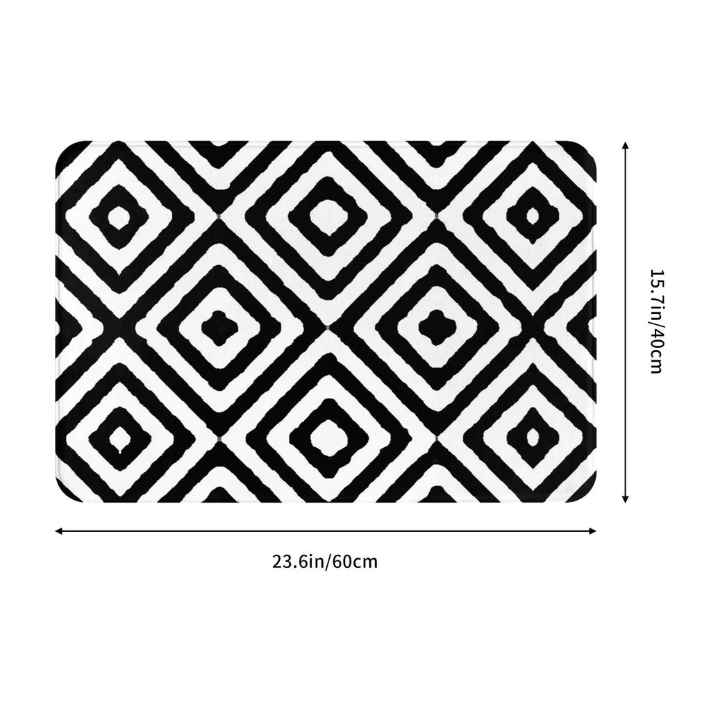 TAPPETO GEOMETRICO BIANCO E NERO CON DIAMANTI BY OZCUSHIONSTOO Antiscivolo Zerbino Tappetino Ingresso Casa Soggiorno Tappetino per Piedi Tappetini