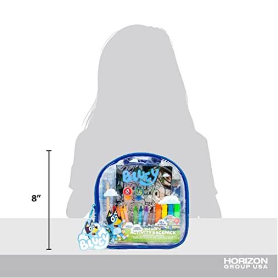 Bluey Ultimate Activity Backpack with 4 Sticker 4 Suction 4 Surprise Scratch 2 1 Roll of Coloring 4 Gifts for Kids 10+ Activities, Suncatchers, Cups,