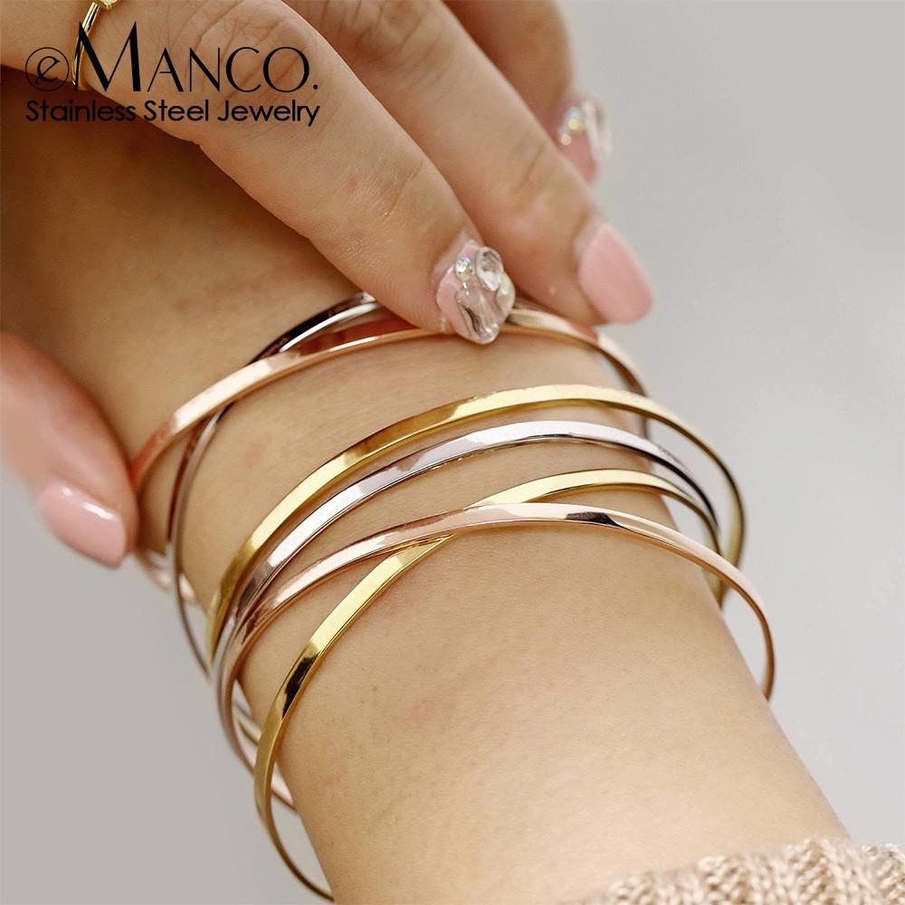 Emanco Bracelet Modern Minimalist Stainless Steel Fashion Bracelet Daily Commuting Jewelry Women's Geometric Open Bracelet