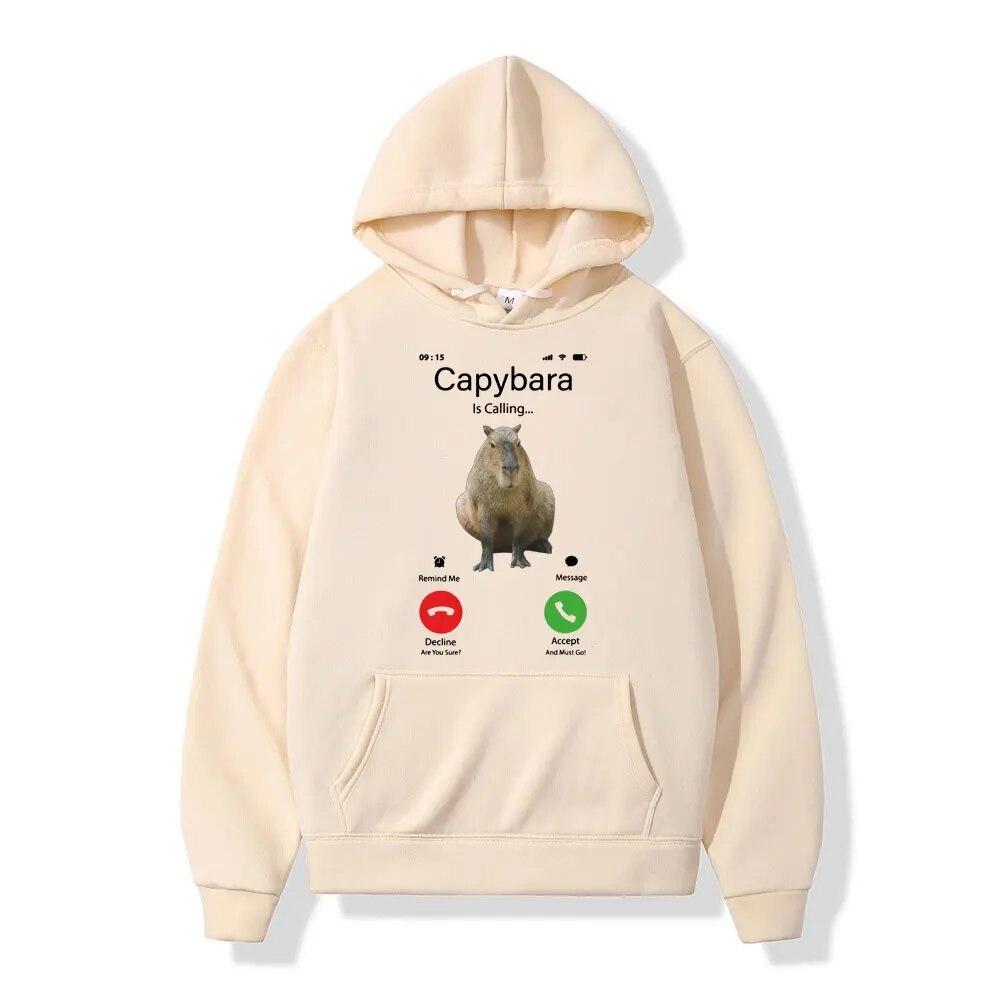 Φθινοπωρινές χειμωνιάτικες κουκούλες για Unisex Funny Capybara Calling Print Hoodies Γυναικεία φόρμα φόρμας Hip Hop Hoodie Unisex y2k