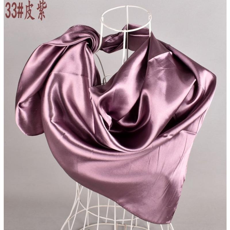 Selected solid color imitation silk generous silk scarf, women's silk scarf 90 * 90 color diced versatile scarf