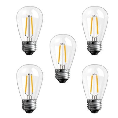 5 Pack E27 Replacement LED Bulbs for Plug-in String Light, AC 220v-240V, Shatterproof & Waterproof, 2700K Warm White, Clear