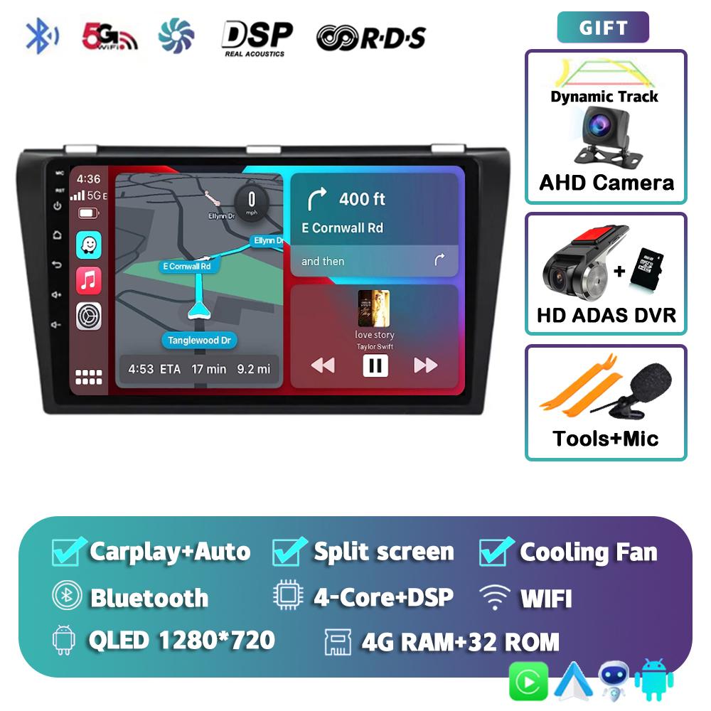 Android 14 Carplay Auto Car Radio For Mazda 3 2004-2009 Multimedia Video Player Navigation Speakers Head Unit Stereo 2 Din Audio