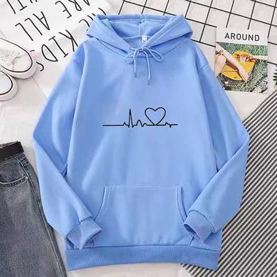 2024 New Fashion Plush Printed Women's Loose Hoodie Sweater Pullover
