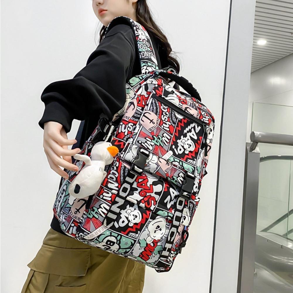 Student schoolbag, junior high school student, high school simple backpack, new printing trend backpack, men's ins large capacity