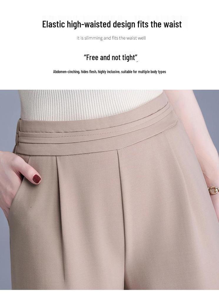Elastic High-Waist Wide-Leg Pants for Middle-Aged and Elderly Women - Spring/Summer Slimming, Loose, Long Style