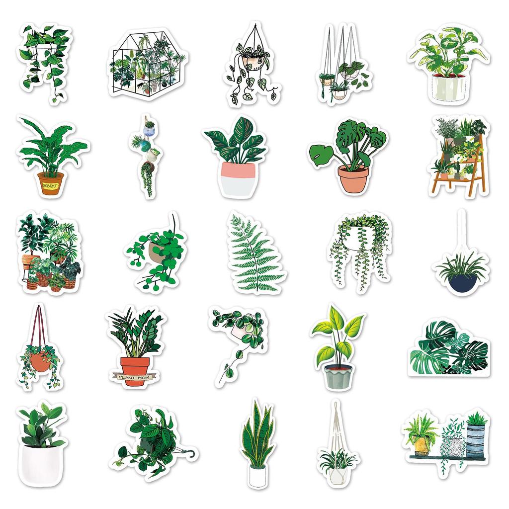 100 Cartoon Plant Trendy Stickers for DIY: Suitcase, Skateboard, Fridge, Phone Decor