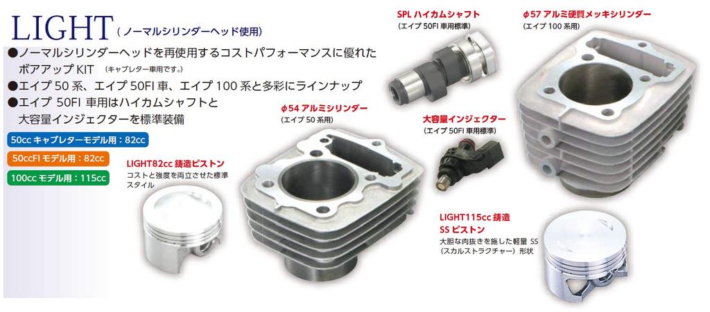 KITACO LIGHT Bore Up Kit 82cc Ape50/XR50 Motard/XE50 Etc. 214-1122401