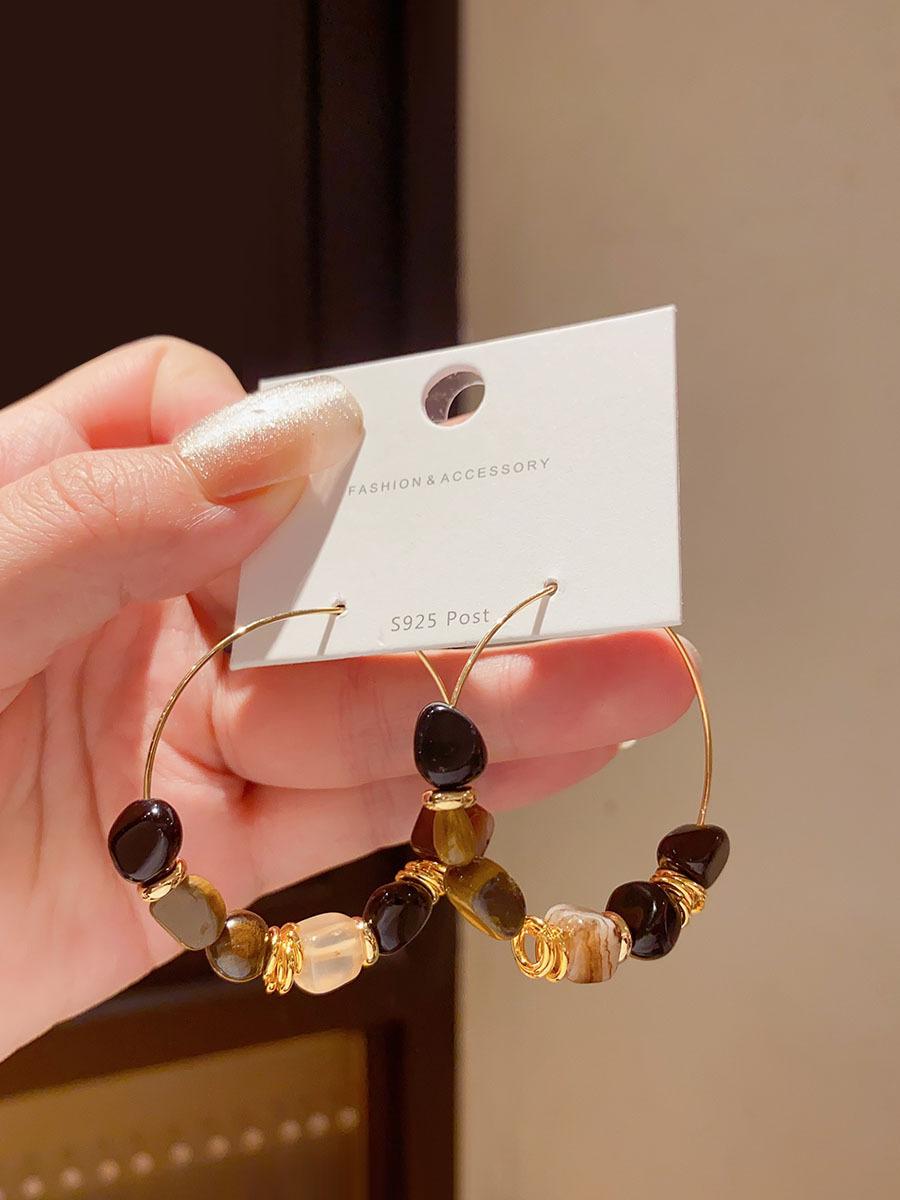 

Retro Maillard Resin Geometric Circle Earrings for Women Ladies Fashion Temperament Large Hoop Earring Party Jewelry Accessories