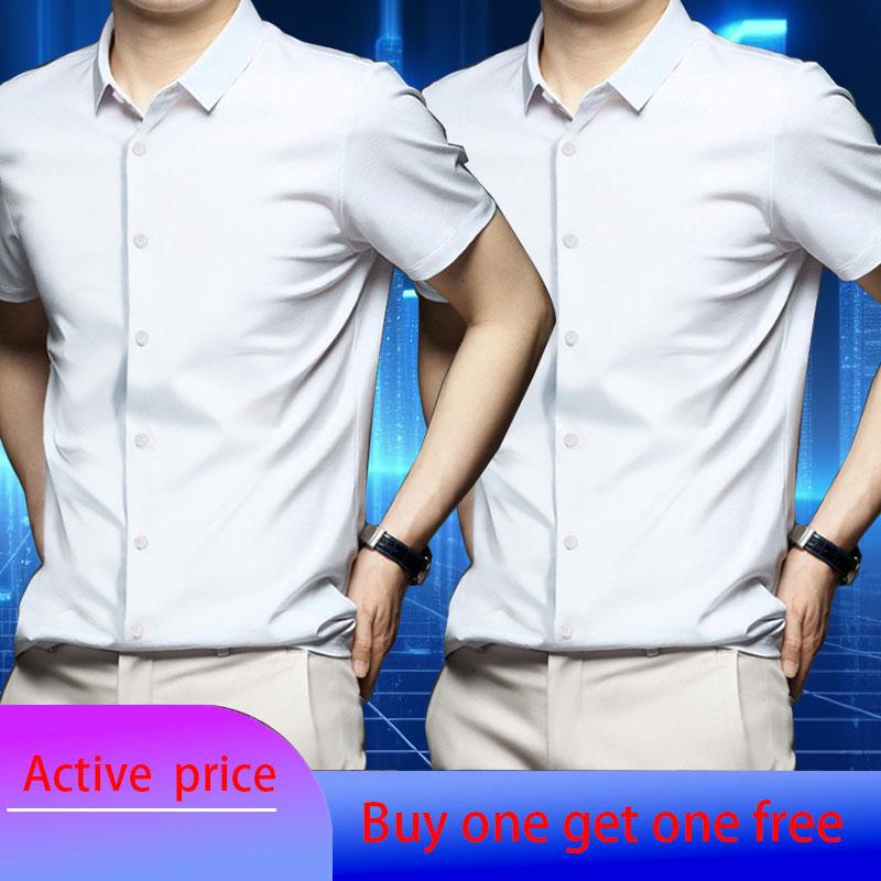 6XL Men's Short Sleeve Shirt Summer New Style Ice Silk Ice Feeling High Quality Large Size No Iron Business and Leisure
